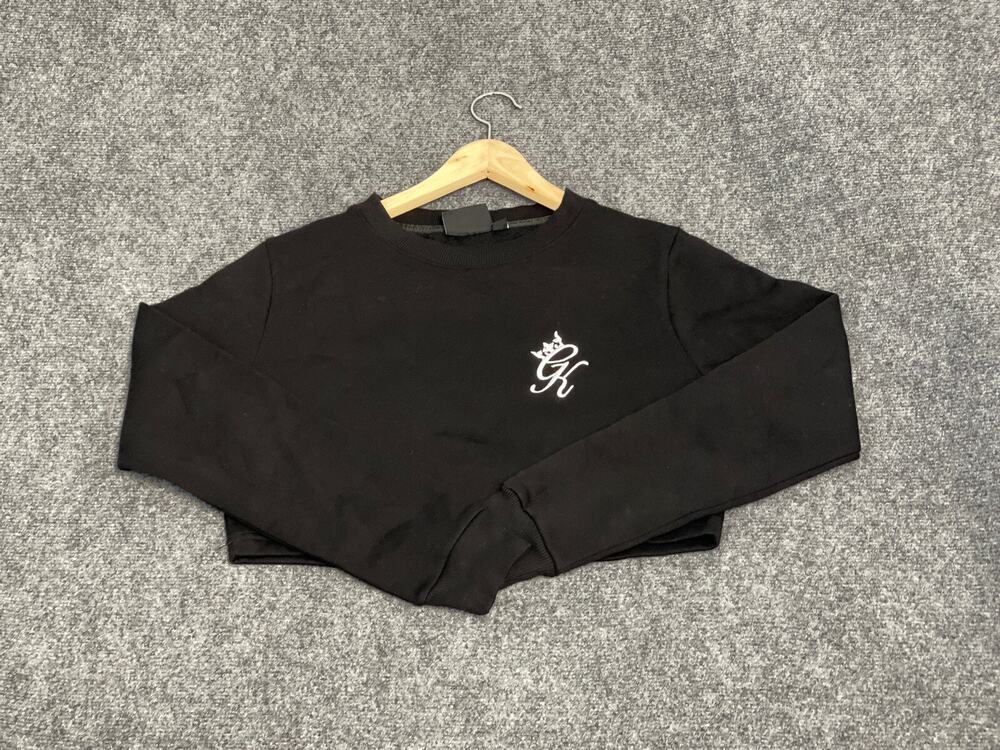Gym King Womens Sweatshirt 6 Sweater Cropped Black Pullover UK:10 N287